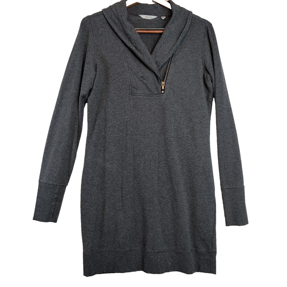 Athleta Om to Home Tunic Dress Women's Md Gray Casual Athleisure Lounge Cotton